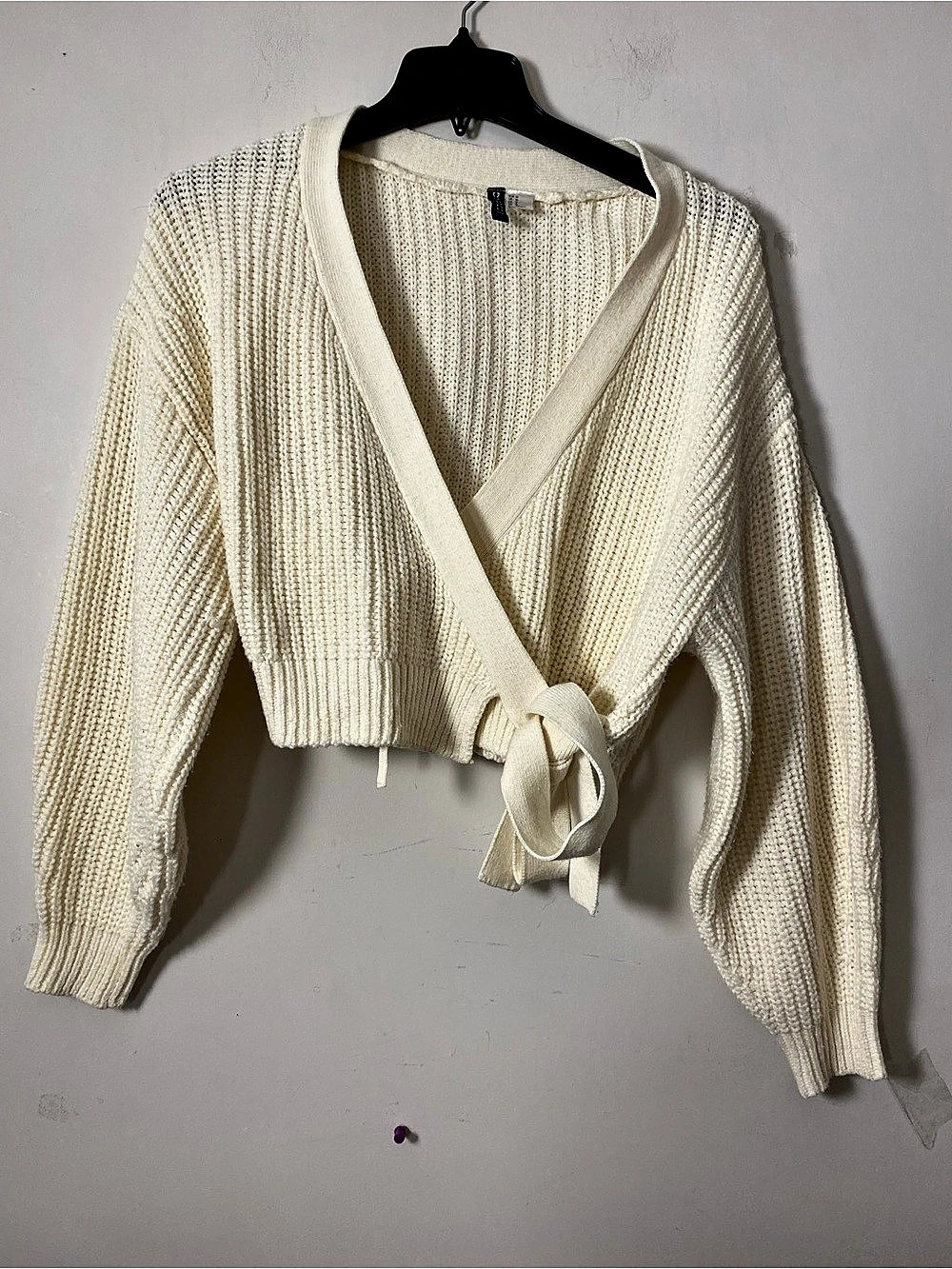 H&M Rib-Knit Wrap Cardigan Cream Size - Medium